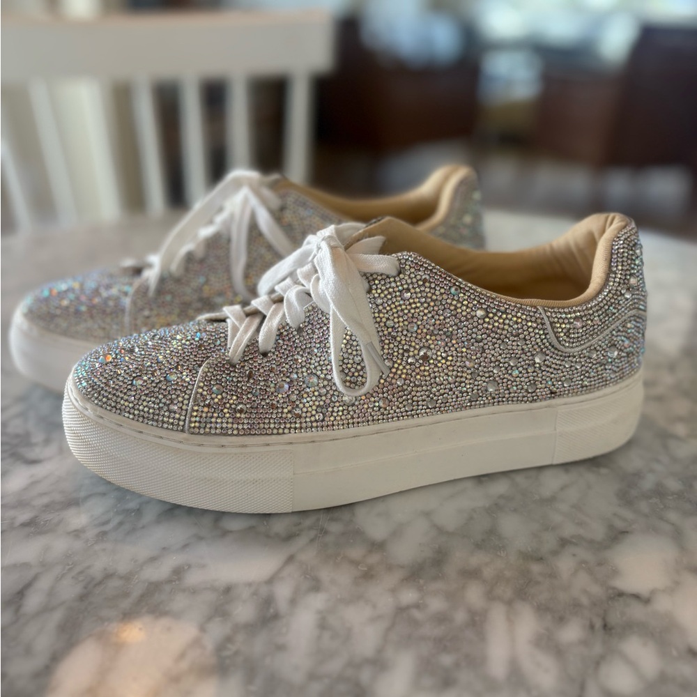 Betsey Johnson Silver Sparkle Sneakers